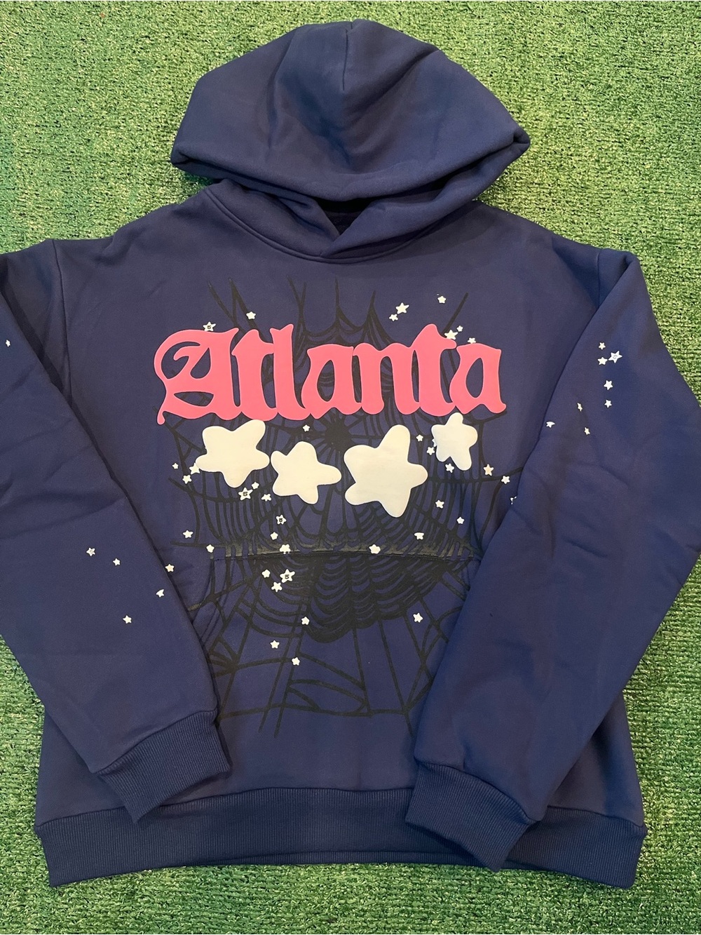 spider world wide Graphic 'Atlanta' Pullover Hoodie - Navy & Pink